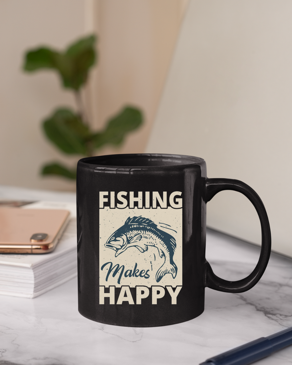 Fishing Makes Me Happy Crewneck Sweatshirt, Funny Angler Pullover, Outdoor Adventure Shirt, Fisherman Gift, Relaxing Hobby Graphic Tee