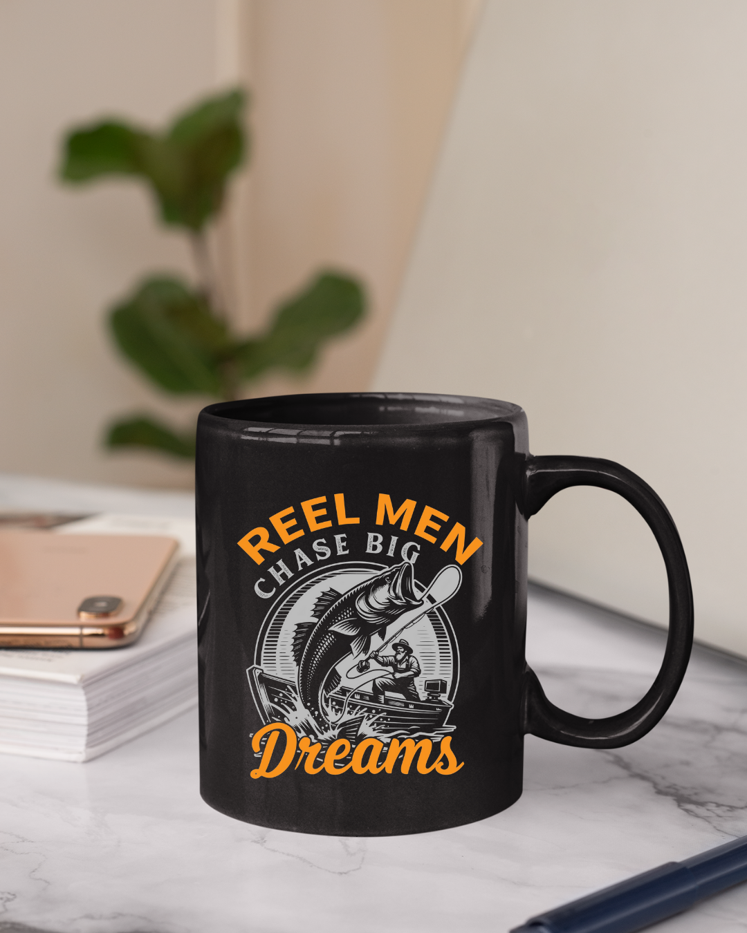 Fishing Crewneck Sweatshirt, "Reel Men Chase Big Dreams" Graphic, Funny Angler Pullover, Outdoor Adventure Shirt, Fisherman Gift Tee