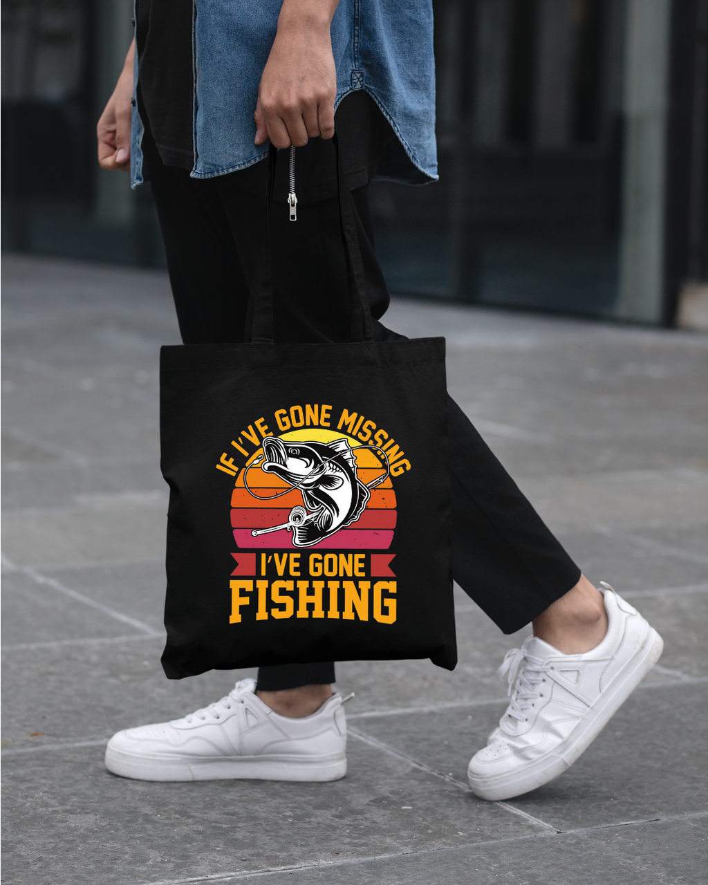 Fishing Crewneck Sweatshirt, "If I’ve Gone Missing I’ve Gone Fishing" Retro Bass Design, Funny Angler Shirt, Outdoor Pullover, Fisherman Gift