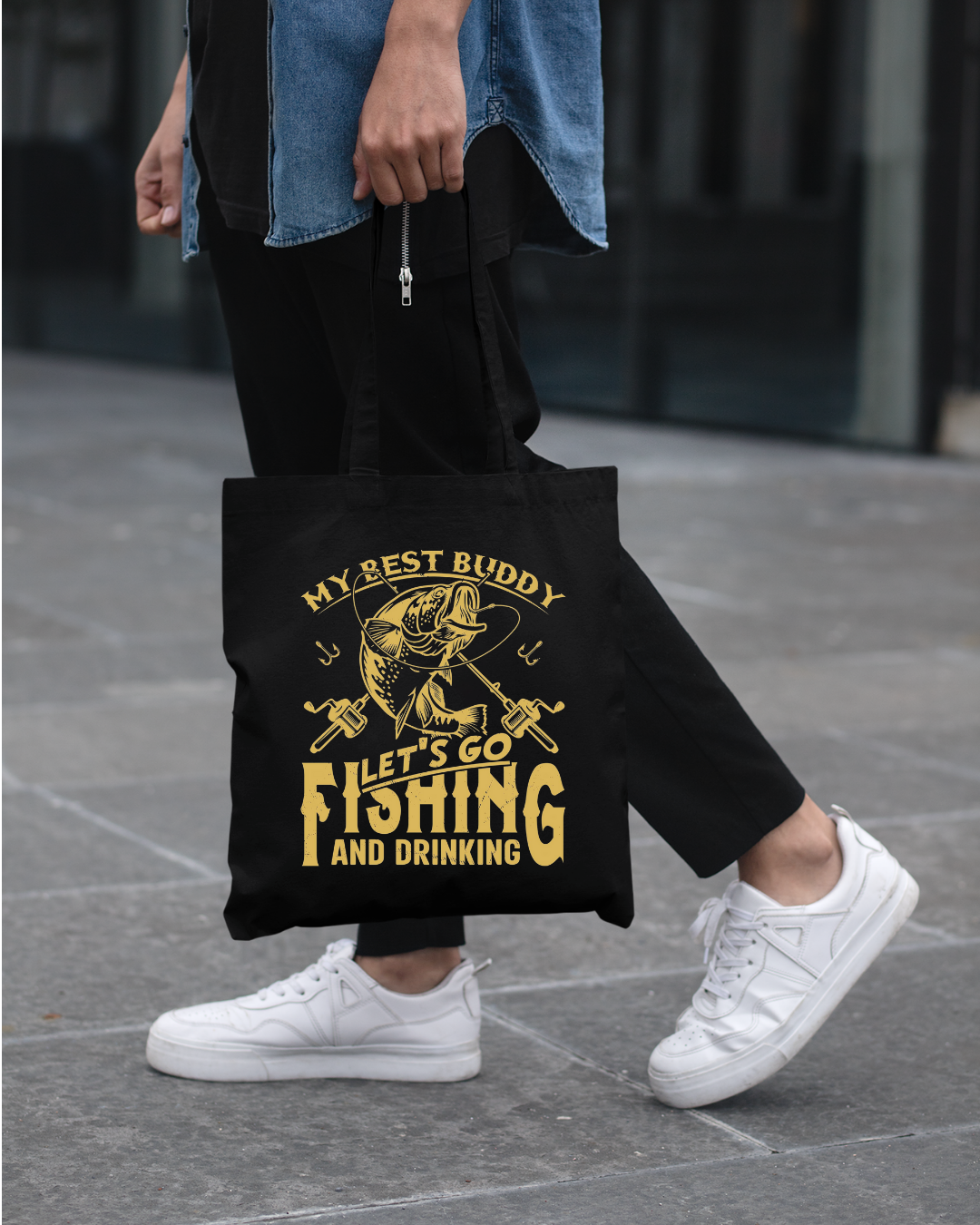 Fishing Crewneck Sweatshirt, "My Best Buddy Let's Go Fishing and Drinking" Graphic, Funny Angler Pullover, Outdoor Adventure Shirt, Fisherman Gift Tee