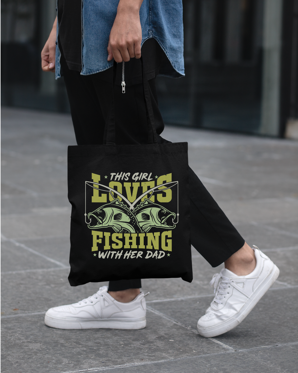 Fishing Crewneck Sweatshirt, “This Girl Loves Fishing With Her Dad” Graphic, Cute Angler Pullover, Father-Daughter Fishing Shirt, Fisherman Gift Tee