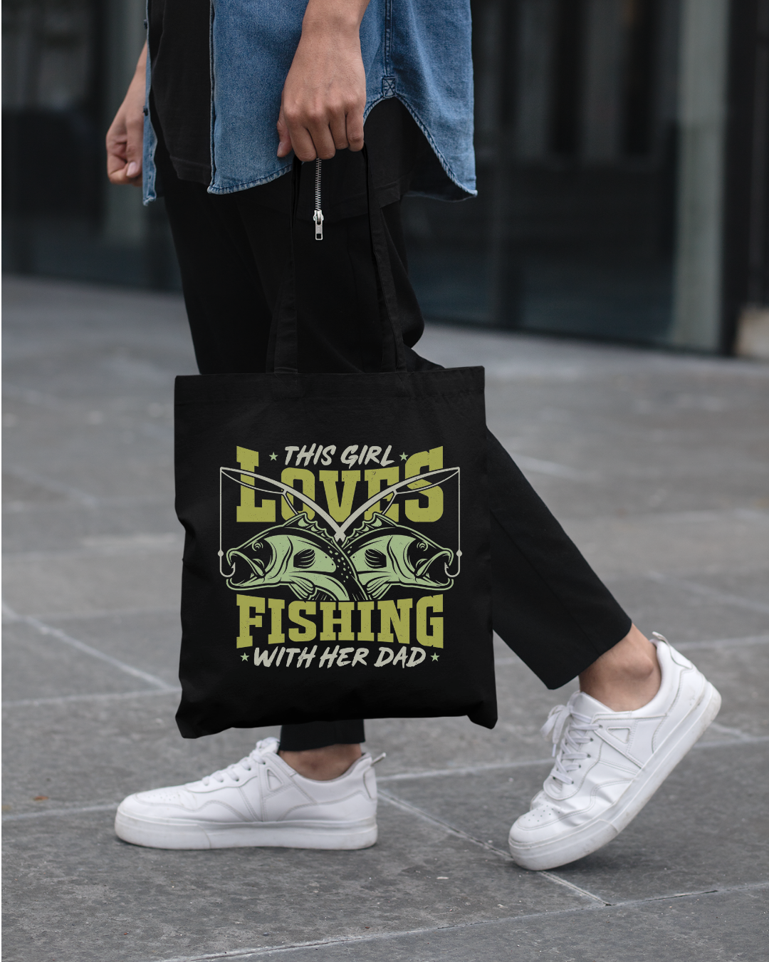 Fishing Crewneck Sweatshirt, “This Girl Loves Fishing With Her Dad” Graphic, Cute Angler Pullover, Father-Daughter Fishing Shirt, Fisherman Gift Tee