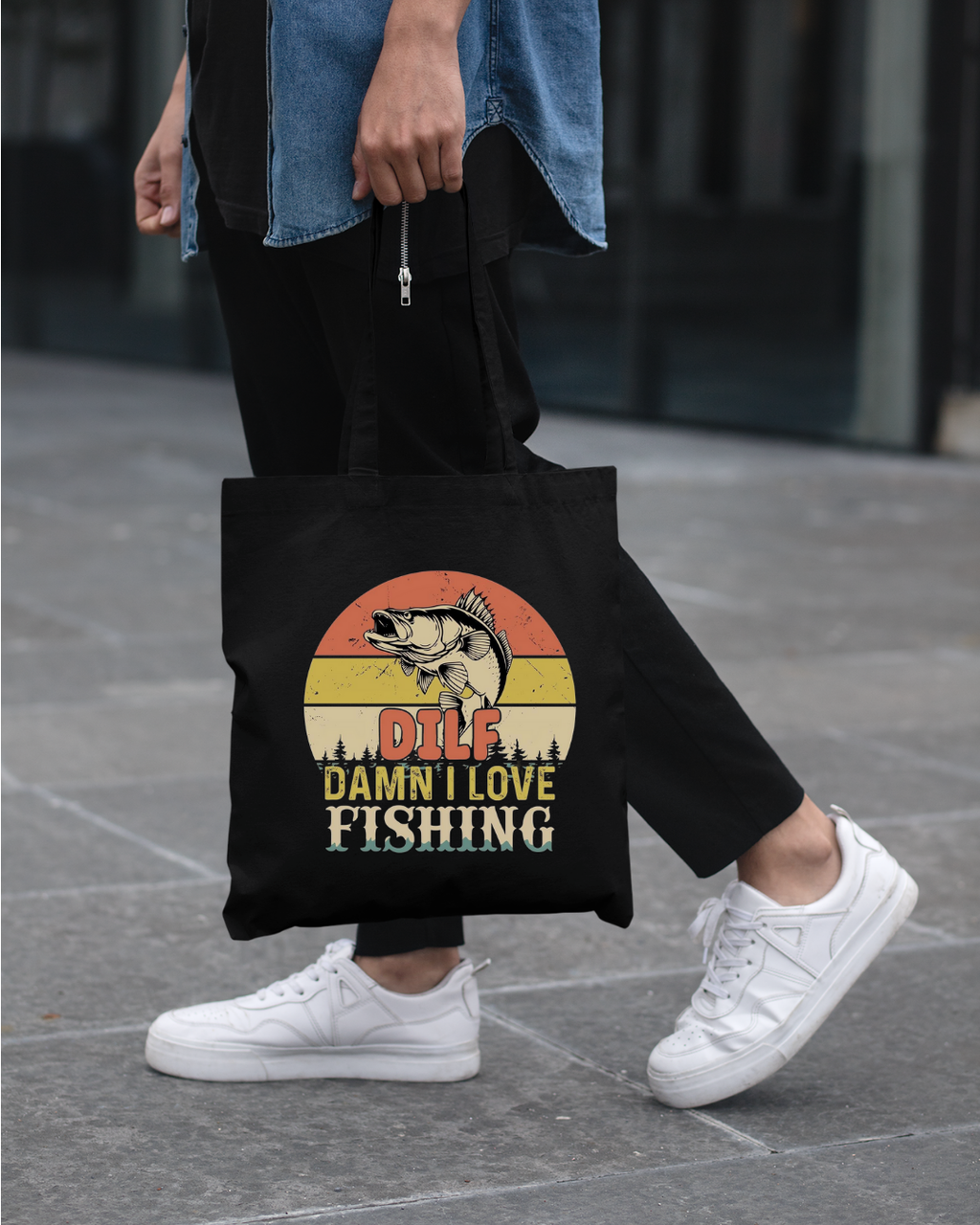 Fishing Sweatshirt, "DILF – Damn I Love Fishing" Retro Bass Crewneck, Funny Angler Shirt, Outdoor Adventure Pullover, Fisherman Gift Tee