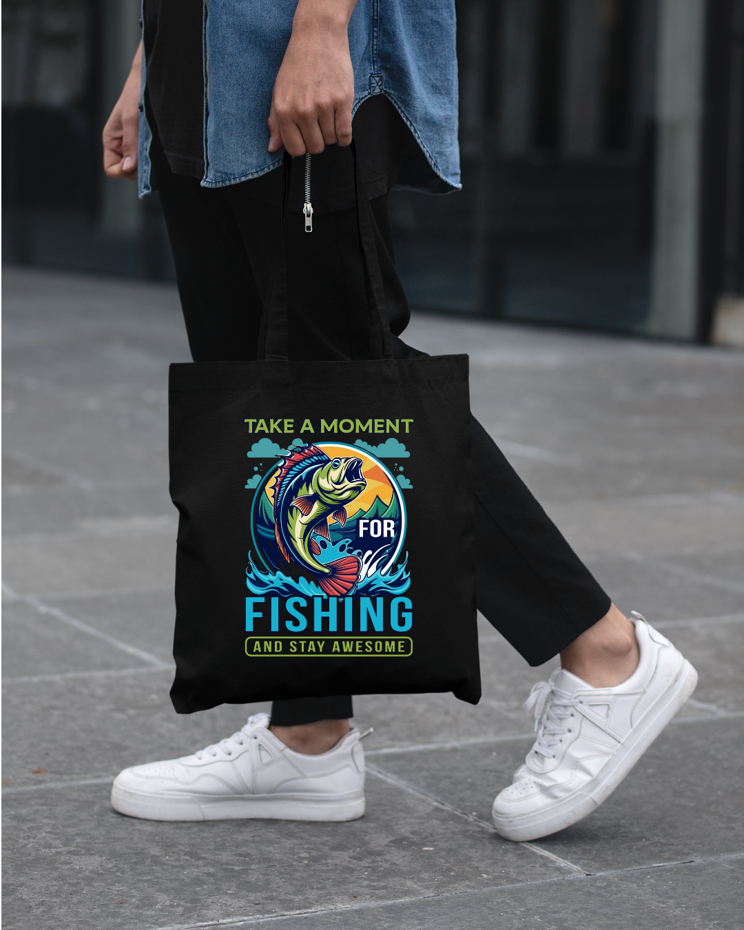Fishing Crewneck Sweatshirt, "Take a Moment for Fishing" Graphic, Angler Gift, Outdoor Adventure Pullover, Relaxing Hobby Shirt