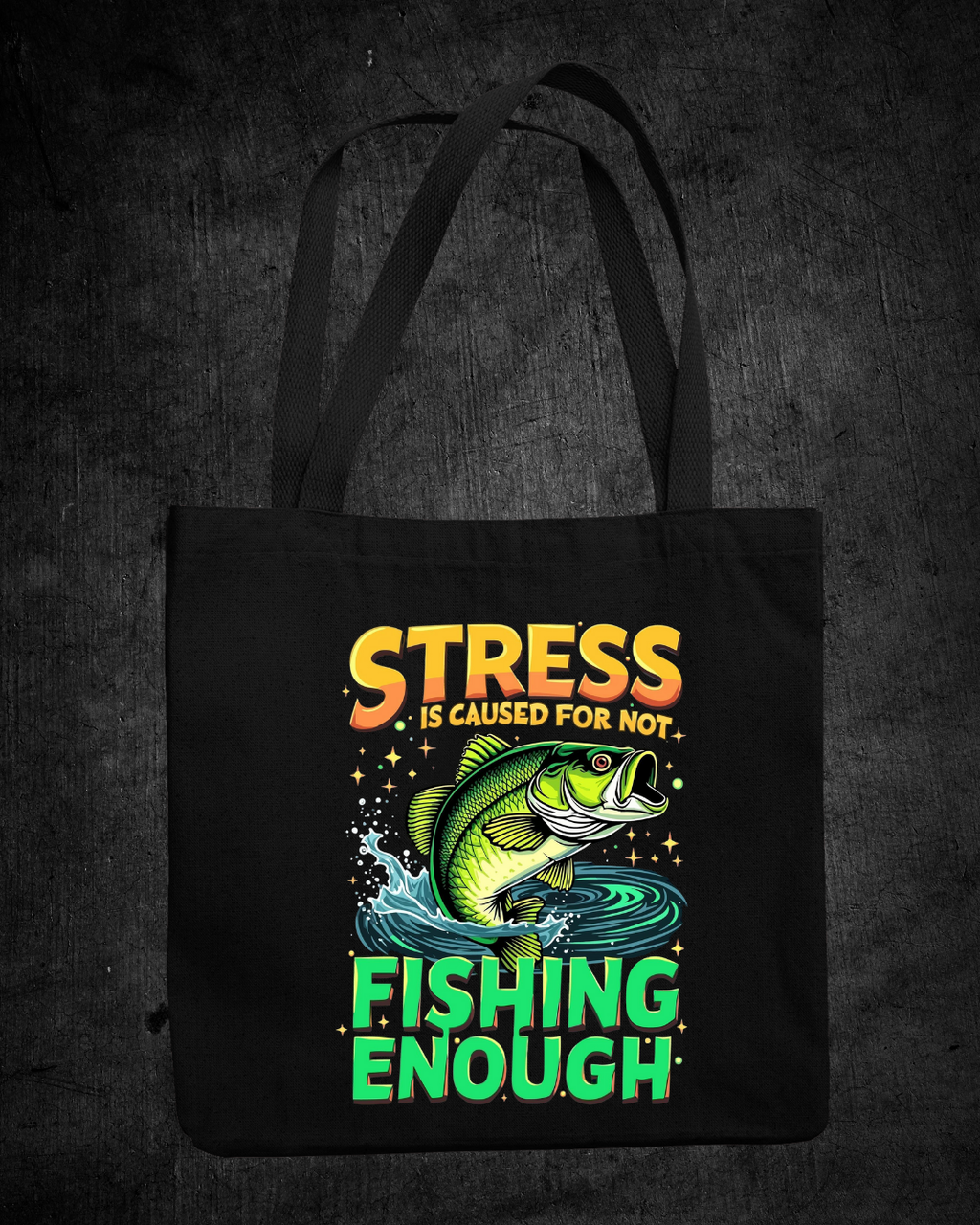 Fishing Sweatshirt, "Stress Fishing Enough" Bass Crewneck, Funny Angler Shirt, Relaxing Hobby Pullover, Outdoor Fishing Gift, Fisherman Tee