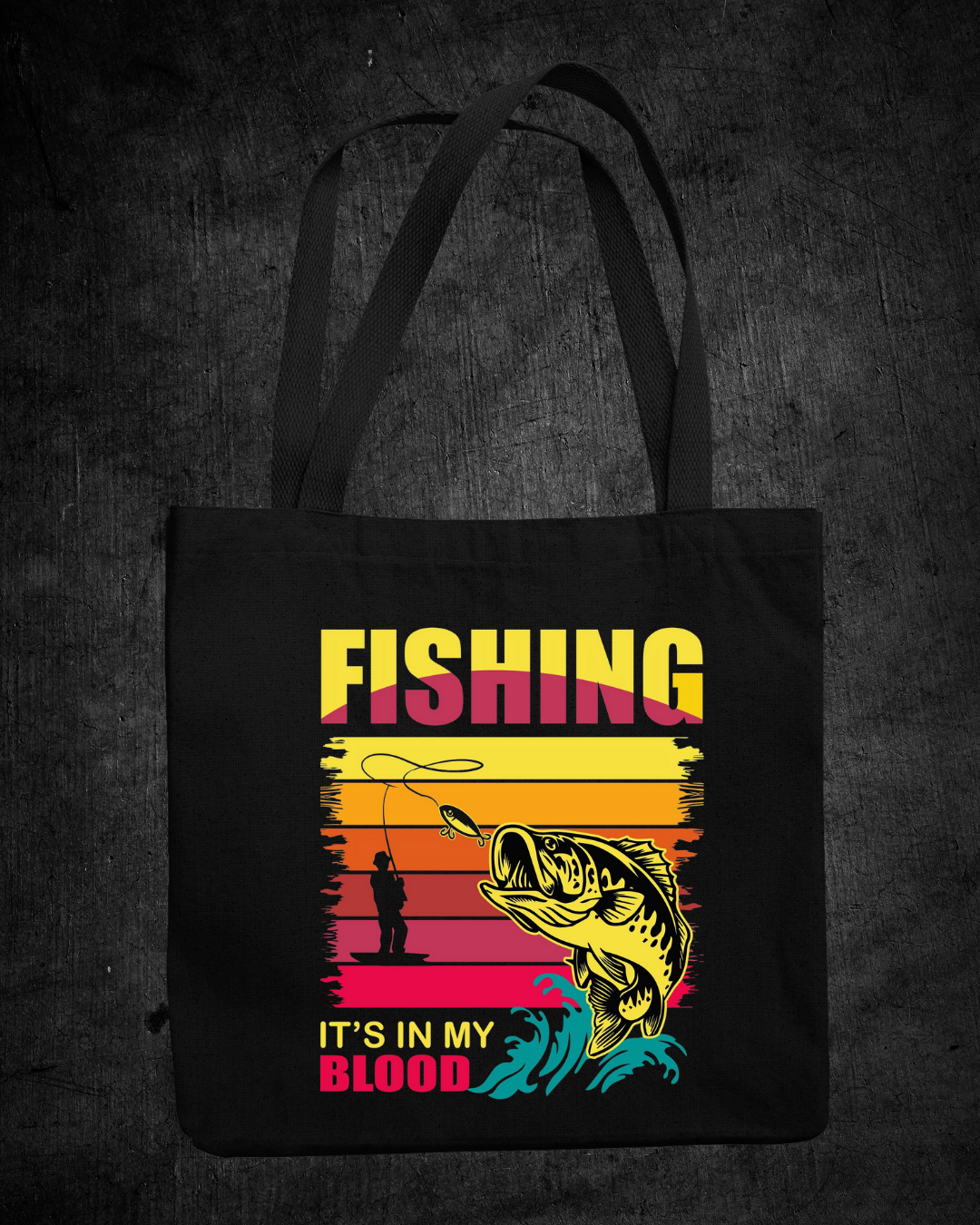 Fishing Crewneck Sweatshirt, Vintage Bass Graphic "Fishing Blood" Retro Sunset, Angler Pullover, Outdoor Adventure Shirt, Fisherman Gift Tee