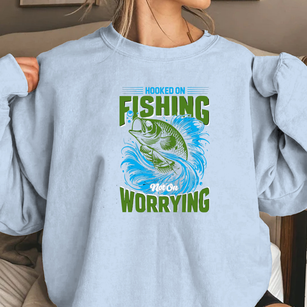 Fishing Not Worrying Crewneck Sweatshirt, Funny Angler Shirt, Relaxing Hobby Pullover, Outdoor Adventure Gift, Fisherman Graphic Tee