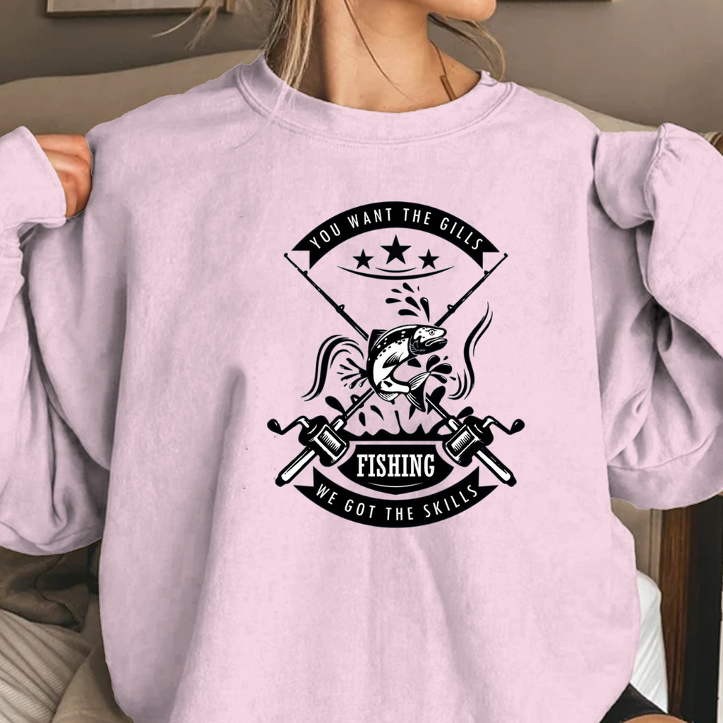 Crewneck Sweatshirt, Vintage Fishing Club Crest "Gone Fishin'", Retro Angler Pullover, Outdoor Adventure Shirt, Fisherman Gift Tee