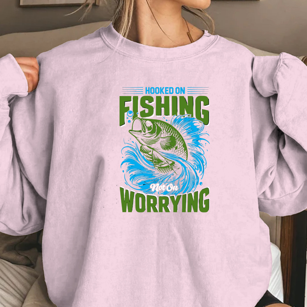 Fishing Not Worrying Crewneck Sweatshirt, Funny Angler Shirt, Relaxing Hobby Pullover, Outdoor Adventure Gift, Fisherman Graphic Tee