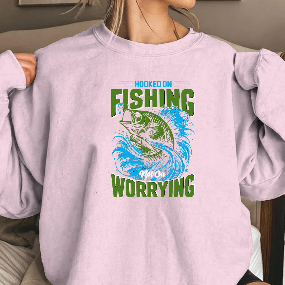 Fishing Not Worrying Crewneck Sweatshirt, Funny Angler Shirt, Relaxing Hobby Pullover, Outdoor Adventure Gift, Fisherman Graphic Tee