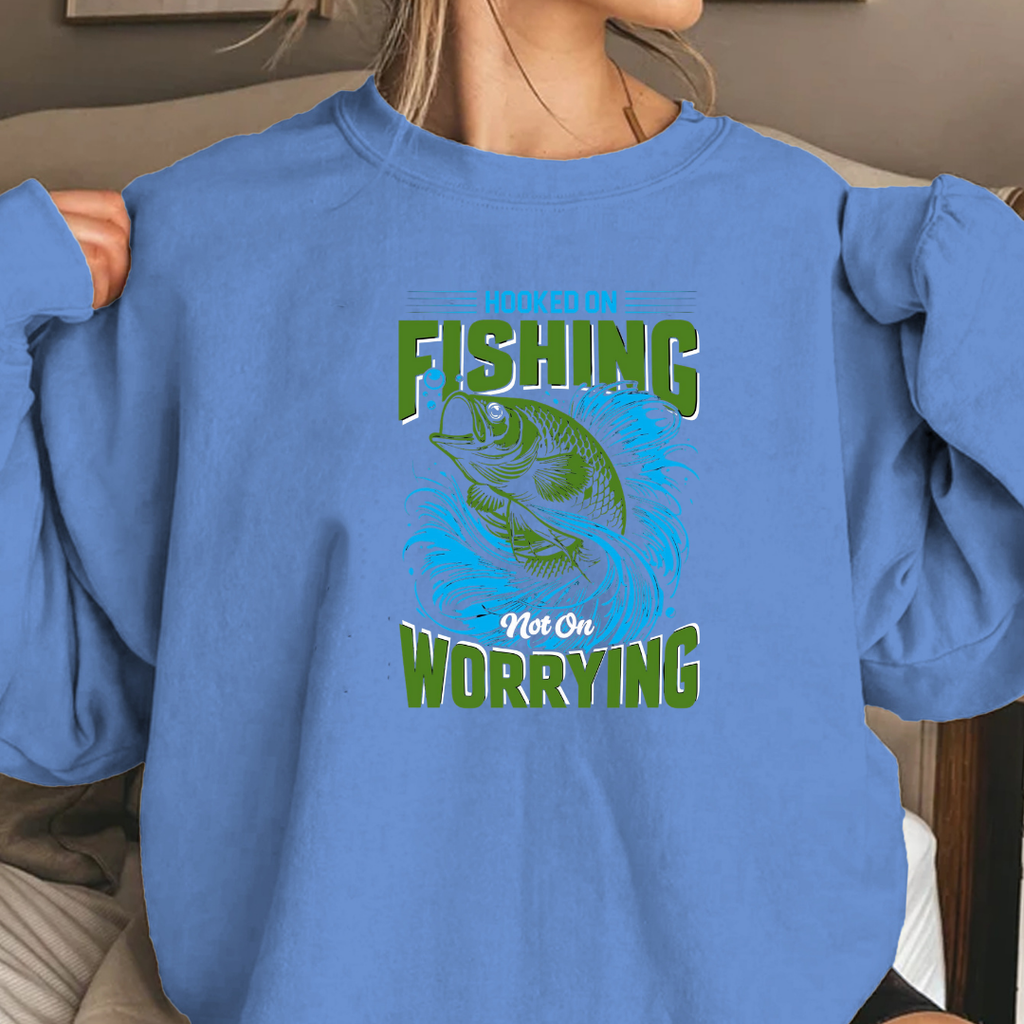 Fishing Not Worrying Crewneck Sweatshirt, Funny Angler Shirt, Relaxing Hobby Pullover, Outdoor Adventure Gift, Fisherman Graphic Tee