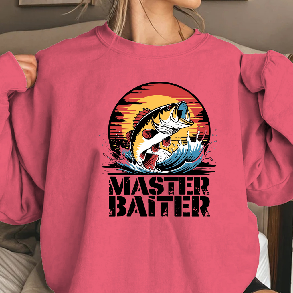 Master Baiter Fishing Sweatshirt, Retro Bass Angler Crewneck, Funny Angler Pullover, Outdoor Adventure Shirt, Fisherman Gift Tee