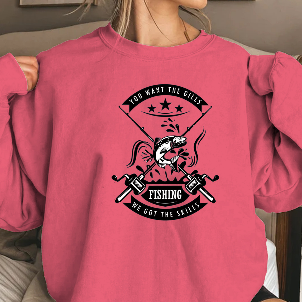Crewneck Sweatshirt, Vintage Fishing Club Crest "Gone Fishin'", Retro Angler Pullover, Outdoor Adventure Shirt, Fisherman Gift Tee