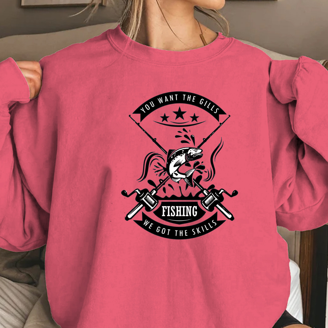 Crewneck Sweatshirt, Vintage Fishing Club Crest "Gone Fishin'", Retro Angler Pullover, Outdoor Adventure Shirt, Fisherman Gift Tee