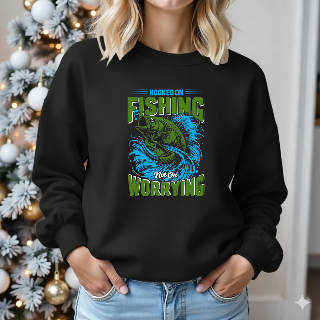 Fishing Not Worrying Crewneck Sweatshirt, Funny Angler Shirt, Relaxing Hobby Pullover, Outdoor Adventure Gift, Fisherman Graphic Tee