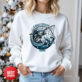 Fishing Crewneck Sweatshirt, Gone Fishing Marlin Wave Graphic, Fisherman Gift, Outdoor Adventure Apparel, Retro Ocean Fishing Pullover