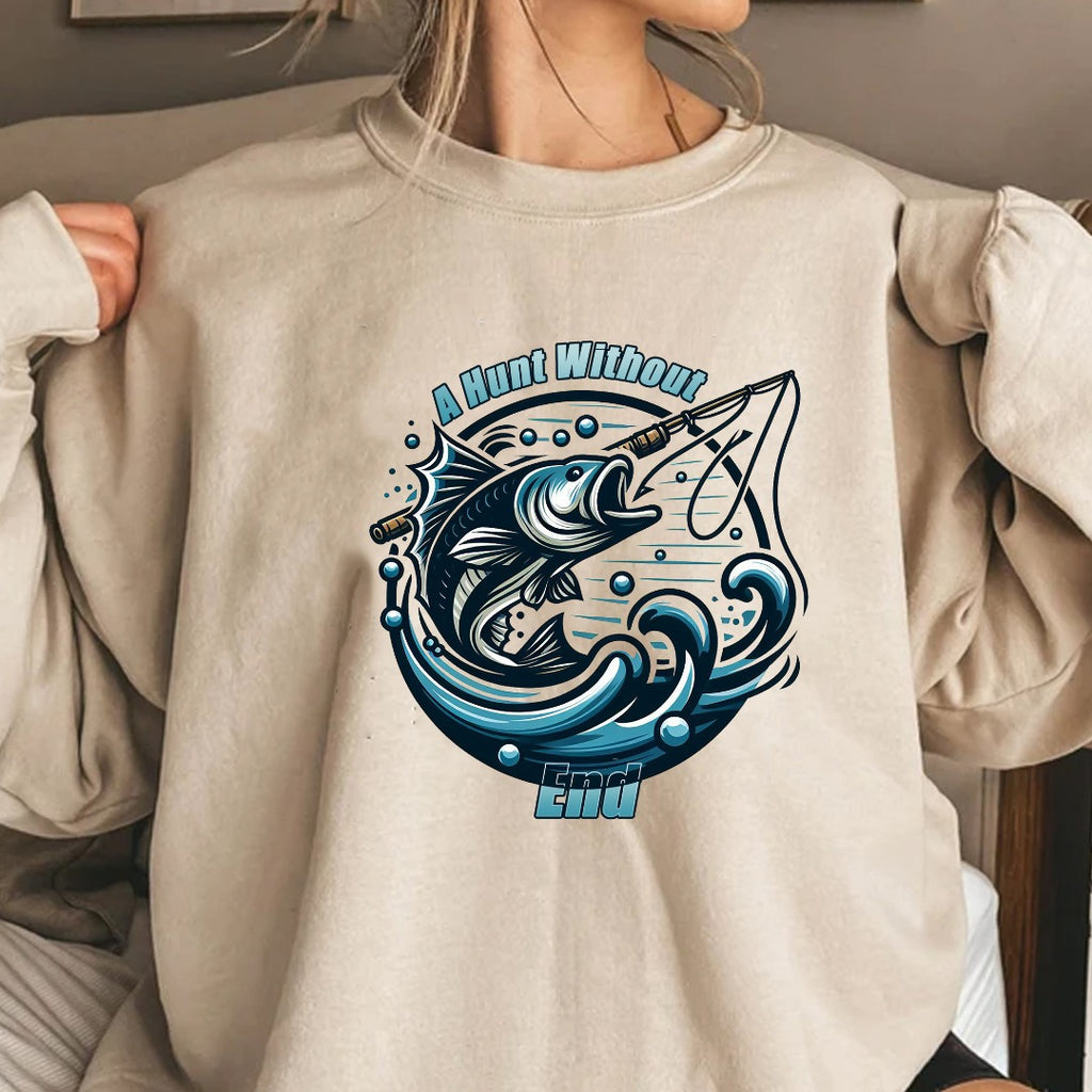 Fishing Crewneck Sweatshirt, Gone Fishing Marlin Wave Graphic, Fisherman Gift, Outdoor Adventure Apparel, Retro Ocean Fishing Pullover