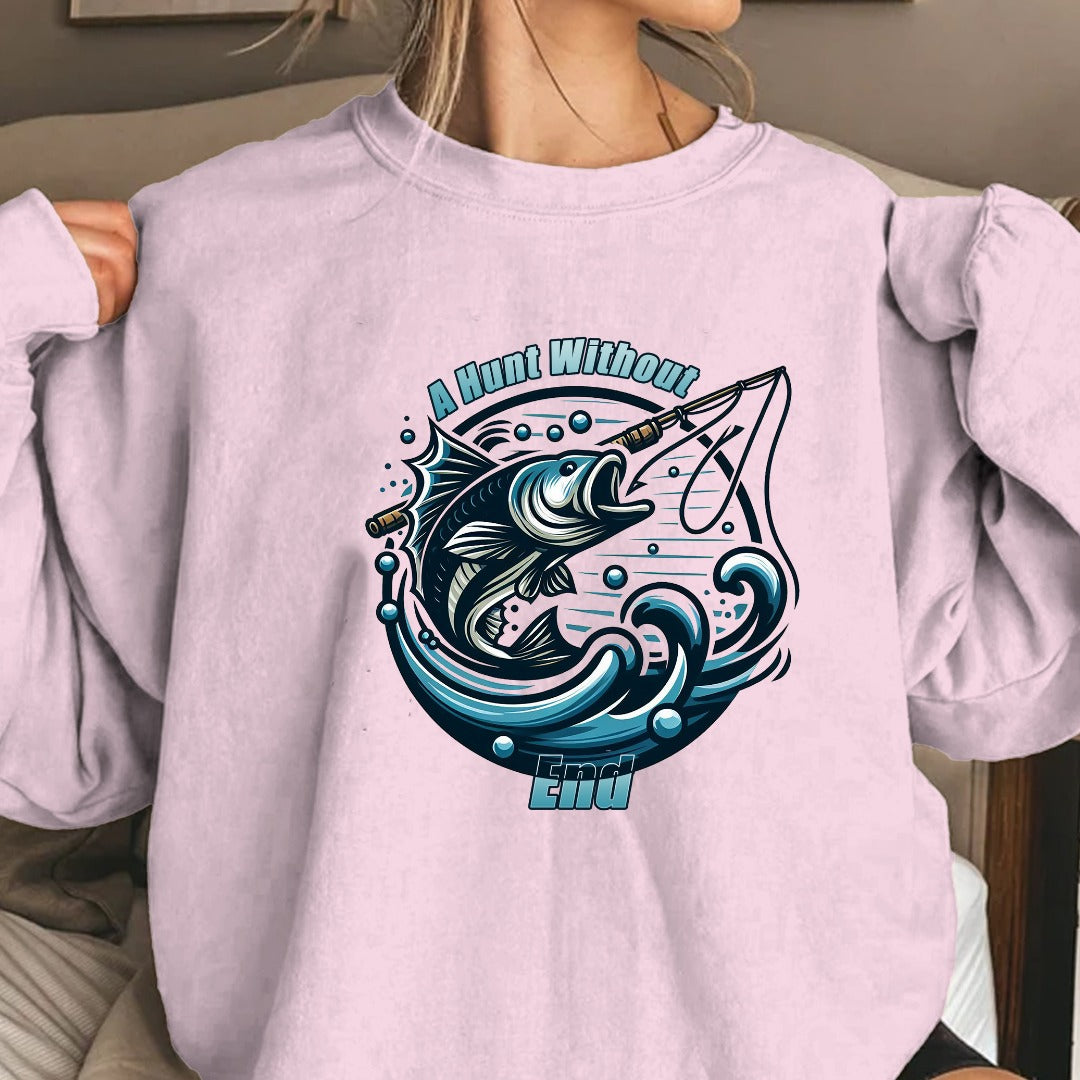 Fishing Crewneck Sweatshirt, Gone Fishing Marlin Wave Graphic, Fisherman Gift, Outdoor Adventure Apparel, Retro Ocean Fishing Pullover