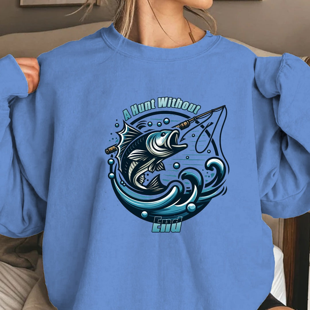 Fishing Crewneck Sweatshirt, Gone Fishing Marlin Wave Graphic, Fisherman Gift, Outdoor Adventure Apparel, Retro Ocean Fishing Pullover