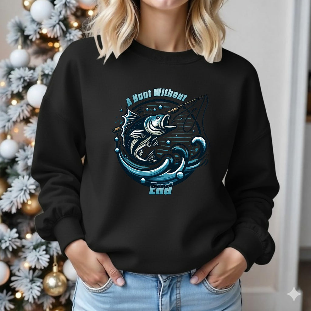 Fishing Crewneck Sweatshirt, Gone Fishing Marlin Wave Graphic, Fisherman Gift, Outdoor Adventure Apparel, Retro Ocean Fishing Pullover