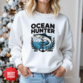 Ocean Hunter Crewneck Sweatshirt, Marlin Fishing Graphic Pullover, Ocean Hunter Design, Deep Sea Fisherman Gift, Retro Angler Crewneck