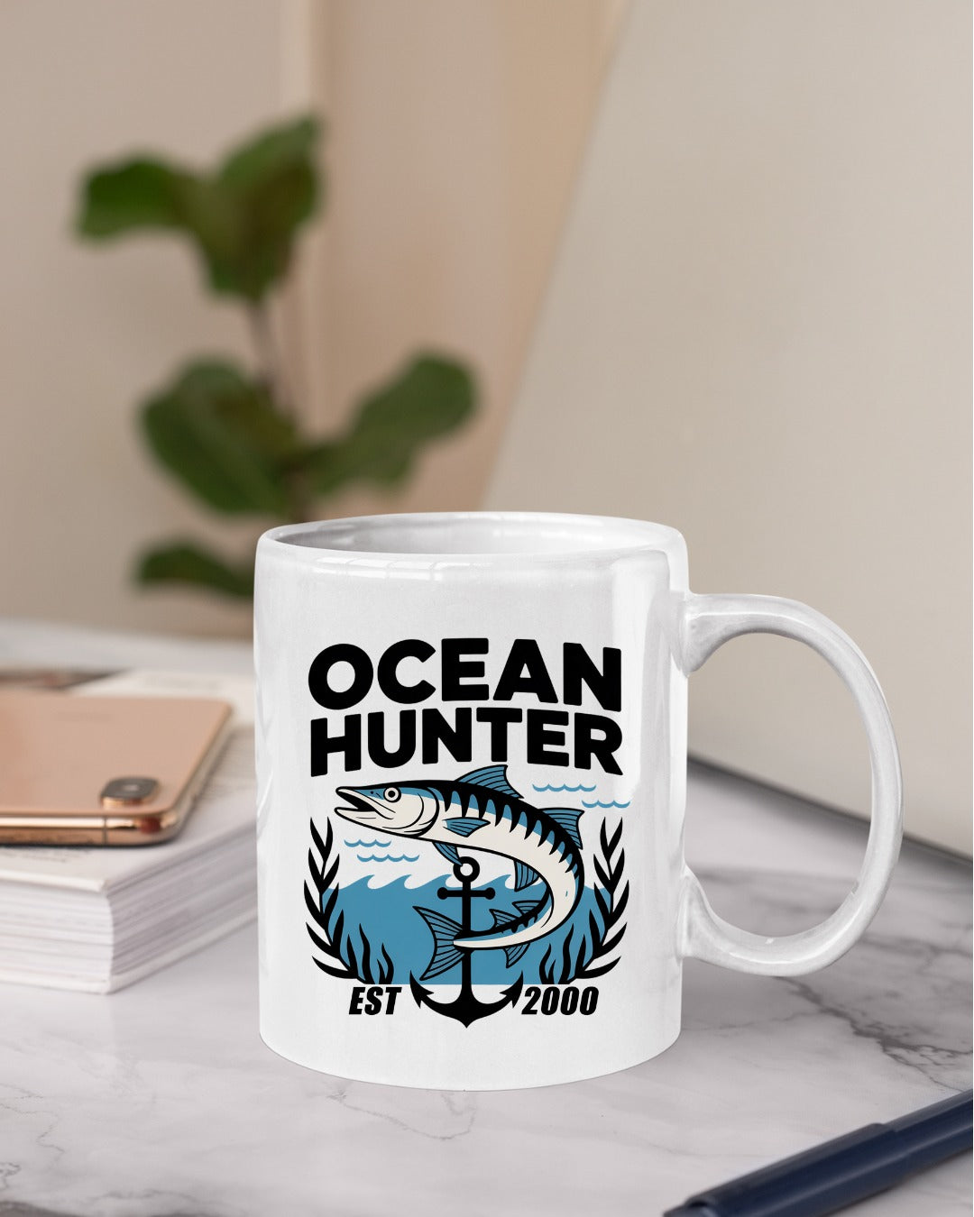 Ocean Hunter Crewneck Sweatshirt, Marlin Fishing Graphic Pullover, Ocean Hunter Design, Deep Sea Fisherman Gift, Retro Angler Crewneck