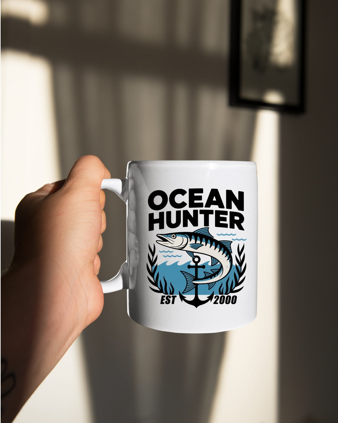 Ocean Hunter Crewneck Sweatshirt, Marlin Fishing Graphic Pullover, Ocean Hunter Design, Deep Sea Fisherman Gift, Retro Angler Crewneck