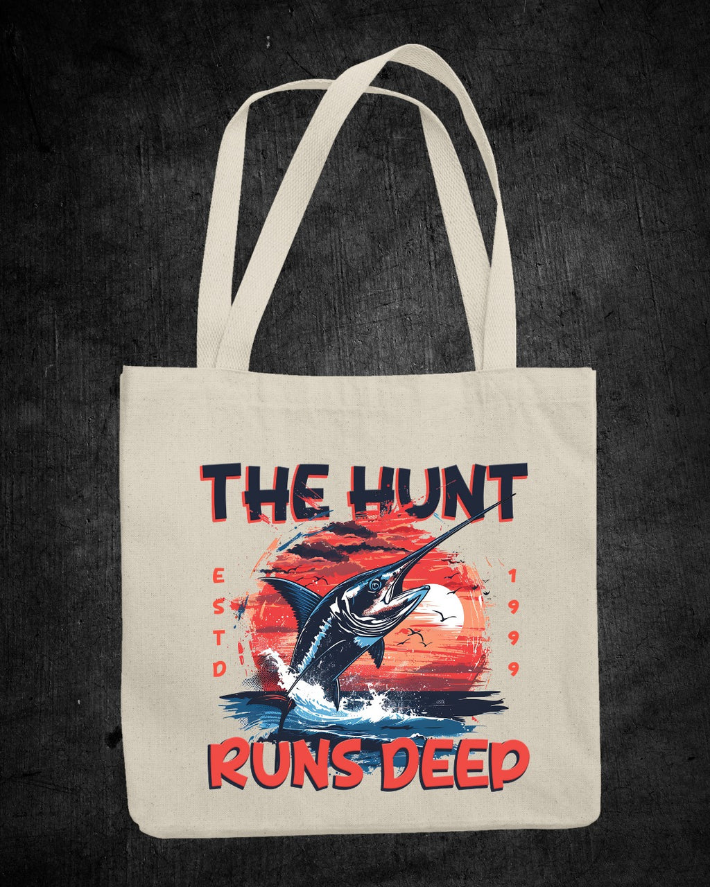 The Hunt Runs Deep Crewneck Sweatshirt, Fishing Graphic Pullover, Deep Sea Fisherman Gift, Retro Angler Apparel, Outdoor Ocean Fishing Crewneck