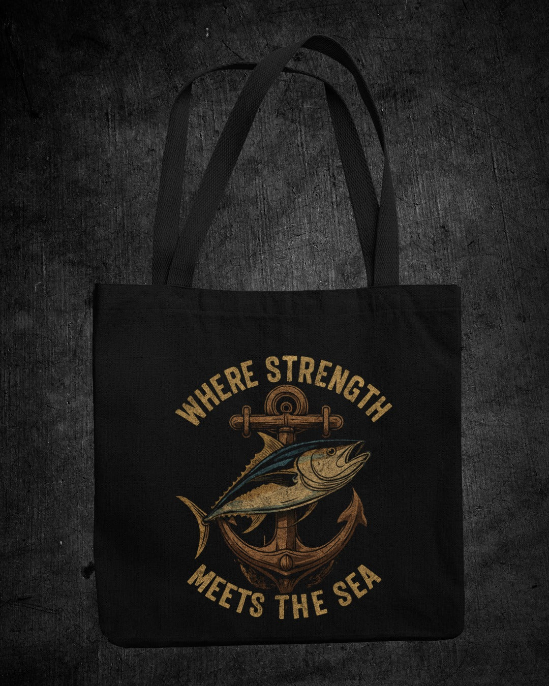 Where Strength Meets the Sea Crewneck Sweatshirt, Nautical Tuna Anchor Design, Fisherman Gift, Ocean Angler Pullover, Maritime Fishing Crewneck