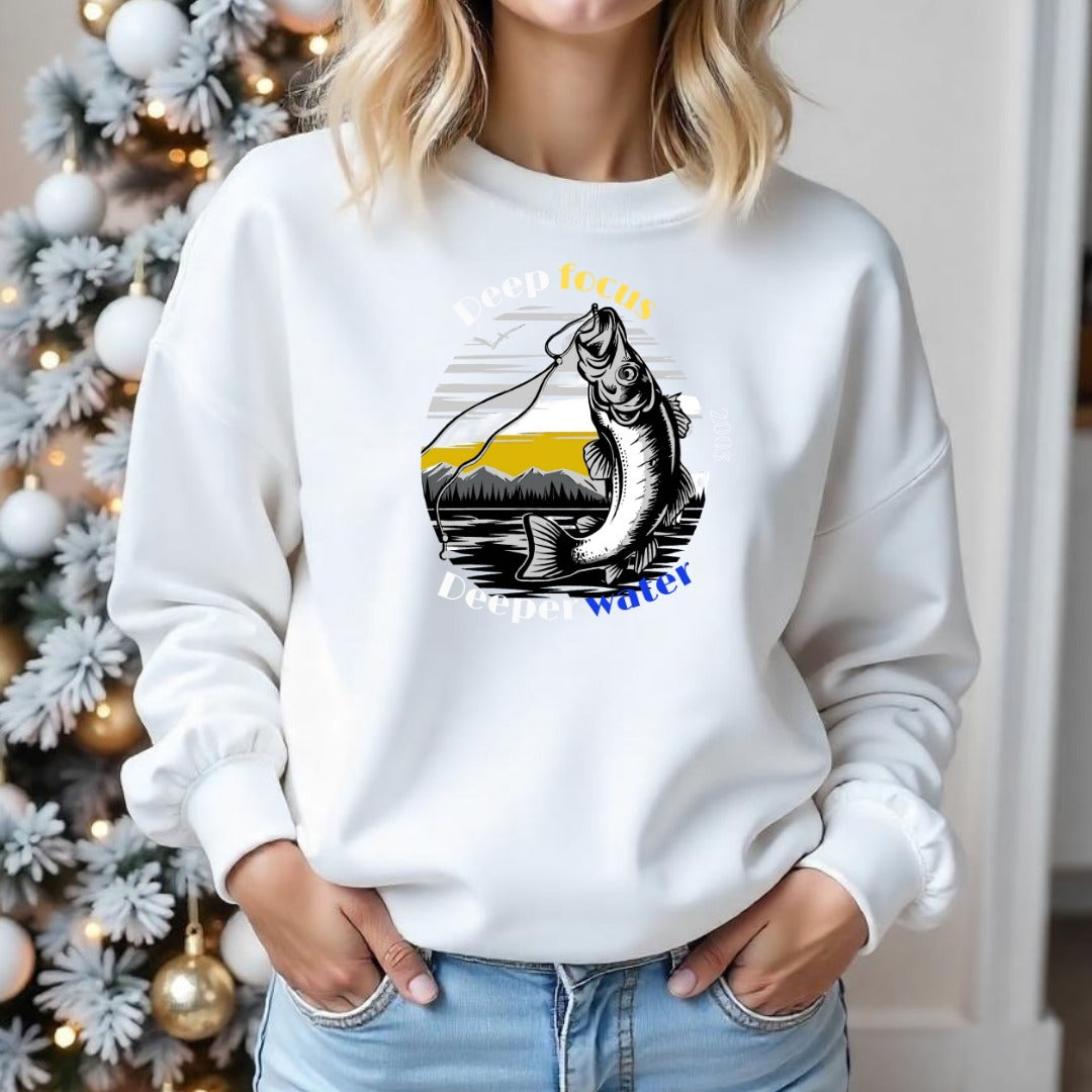 Gone Fishin' Bass Graphic Crewneck Sweatshirt, Fishing Pullover, Bass Fisherman Gift, Outdoor Angler Apparel, Retro Bass Fishing Crewneck