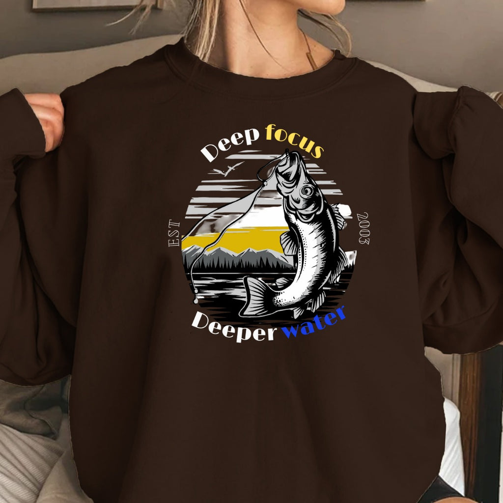 Gone Fishin' Bass Graphic Crewneck Sweatshirt, Fishing Pullover, Bass Fisherman Gift, Outdoor Angler Apparel, Retro Bass Fishing Crewneck
