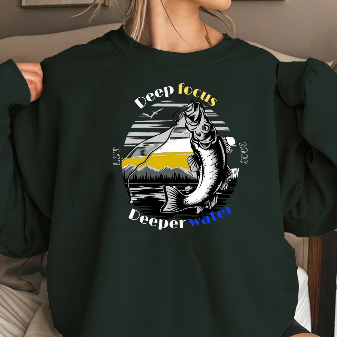 Gone Fishin' Bass Graphic Crewneck Sweatshirt, Fishing Pullover, Bass Fisherman Gift, Outdoor Angler Apparel, Retro Bass Fishing Crewneck