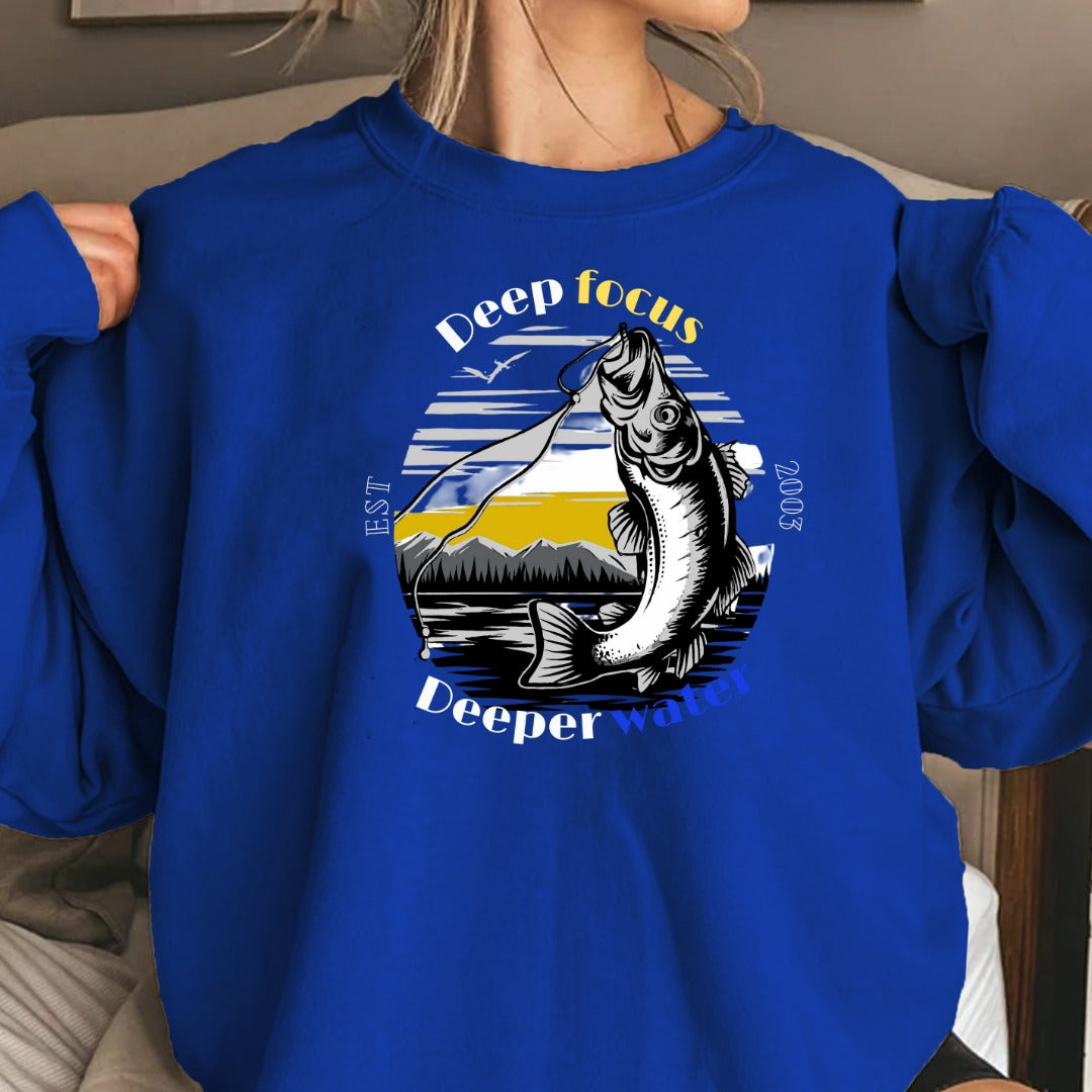 Gone Fishin' Bass Graphic Crewneck Sweatshirt, Fishing Pullover, Bass Fisherman Gift, Outdoor Angler Apparel, Retro Bass Fishing Crewneck