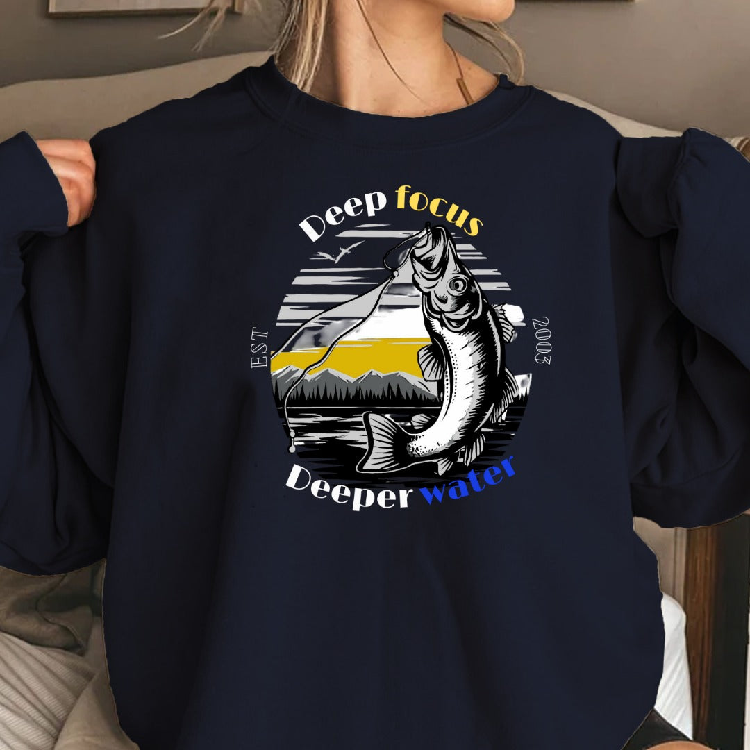 Gone Fishin' Bass Graphic Crewneck Sweatshirt, Fishing Pullover, Bass Fisherman Gift, Outdoor Angler Apparel, Retro Bass Fishing Crewneck