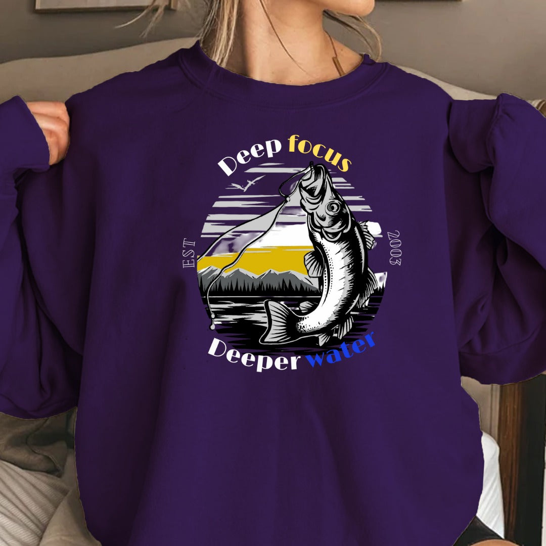 Gone Fishin' Bass Graphic Crewneck Sweatshirt, Fishing Pullover, Bass Fisherman Gift, Outdoor Angler Apparel, Retro Bass Fishing Crewneck
