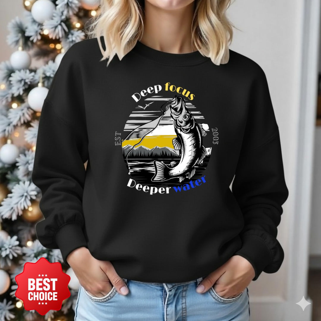 Gone Fishin' Bass Graphic Crewneck Sweatshirt, Fishing Pullover, Bass Fisherman Gift, Outdoor Angler Apparel, Retro Bass Fishing Crewneck