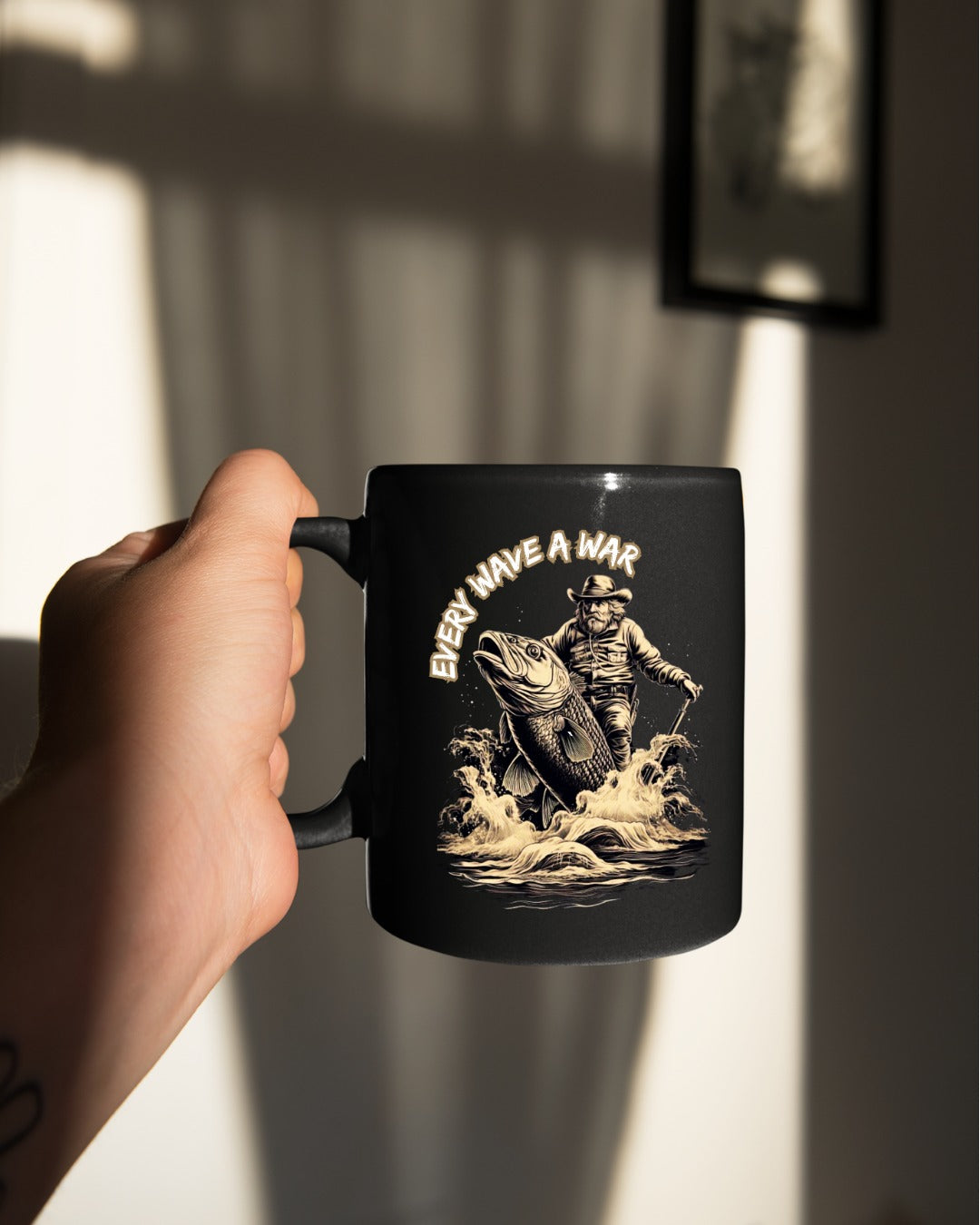 Blue Line Fish Crewneck Sweatshirt, Fishing Graphic Pullover, Angler Gift, Retro Ocean Fisherman Apparel, Outdoor Fishing Crewneck Pullover