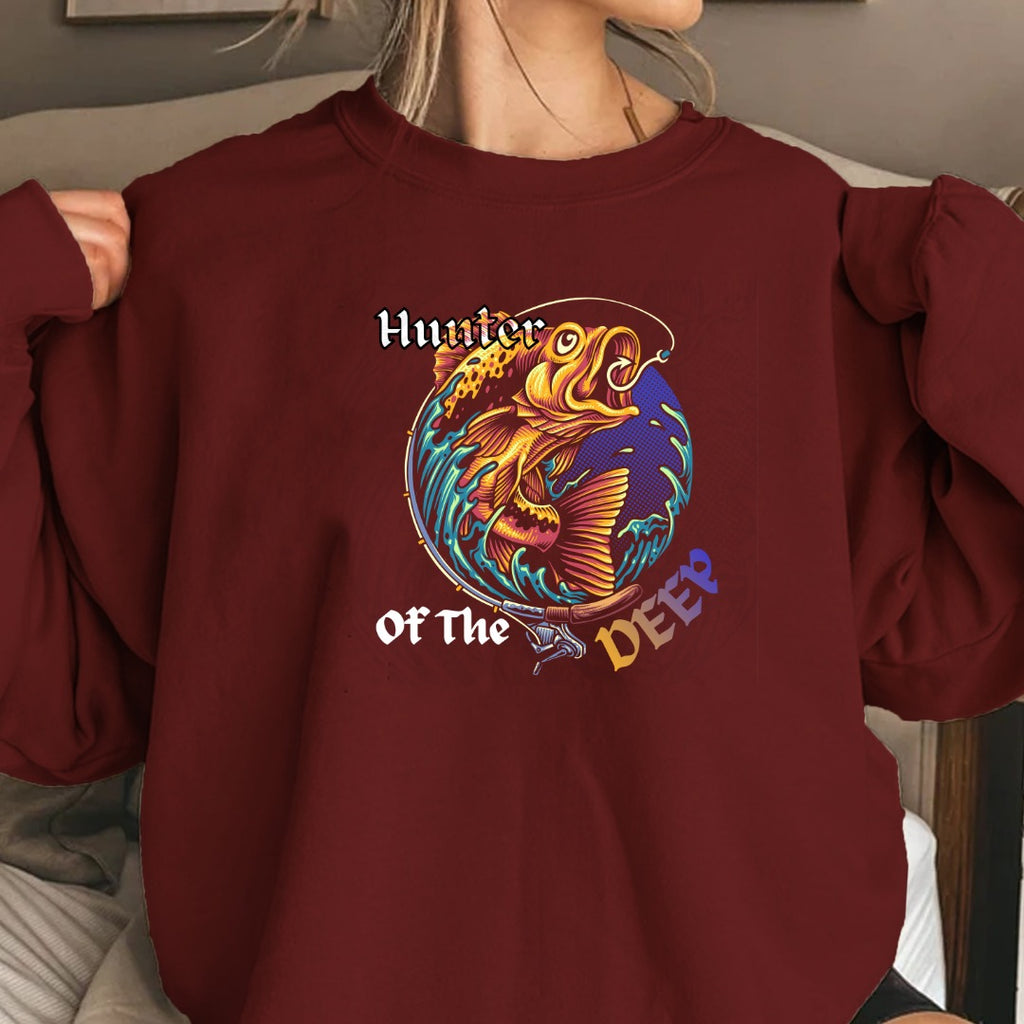 Dive Deep Crewneck Sweatshirt, Koi Wave Graphic Pullover, Fishing & Aquatic Gift, Retro Ocean Koi Design, Outdoor Angler Crewneck