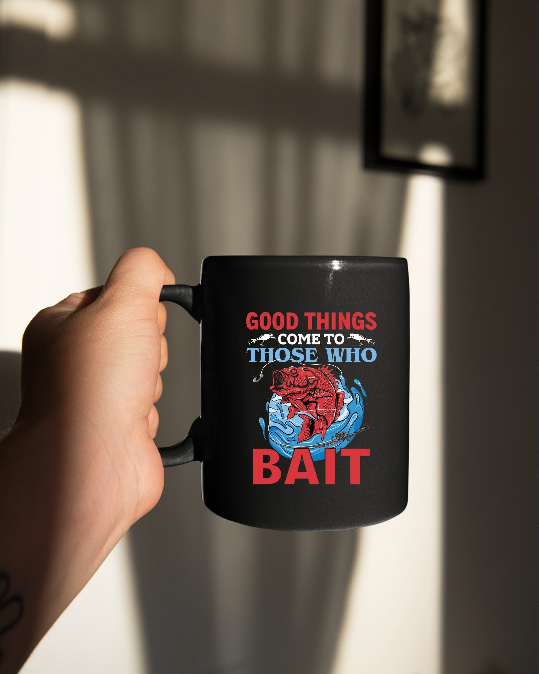 Good Things Those Who Bait Fishing Sweatshirt, Graphic Crewneck Pullover, Fisherman Gift, Retro Angler Apparel, Outdoor Ocean Fishing Crewneck