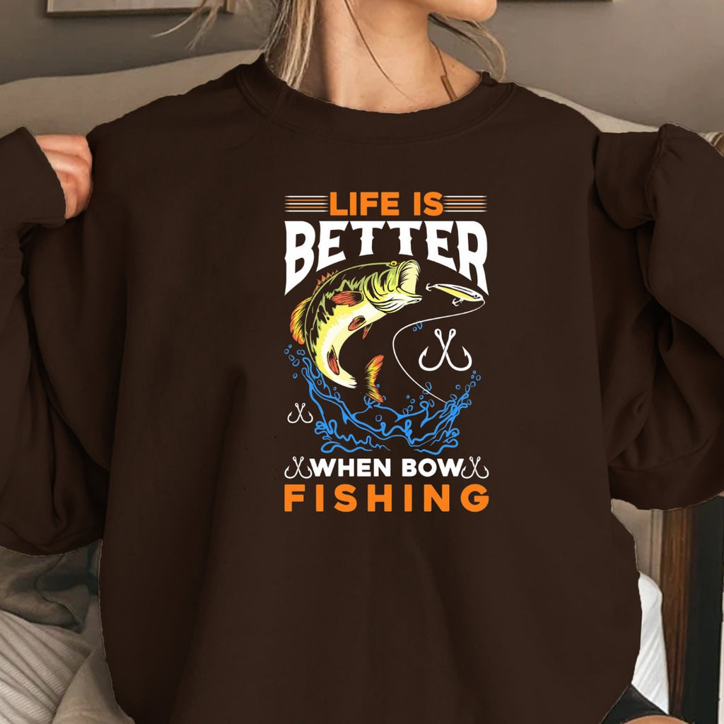 Life Is Fishing Sweatshirt, Bass Jumping Graphic Crewneck, Fisherman Gift, Retro Angler Pullover, Outdoor Bass Fishing Apparel, Ocean Crewneck