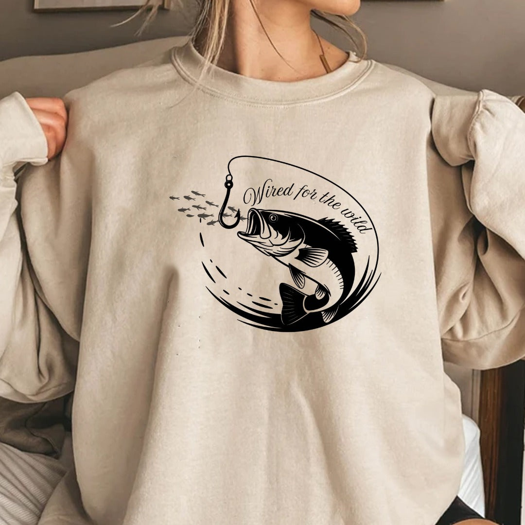 Hooked Me I’m Yours Fishing Crewneck Sweatshirt, Bass Graphic Pullover, Fisherman Gift, Retro Angler Apparel, Outdoor Bass Crewneck