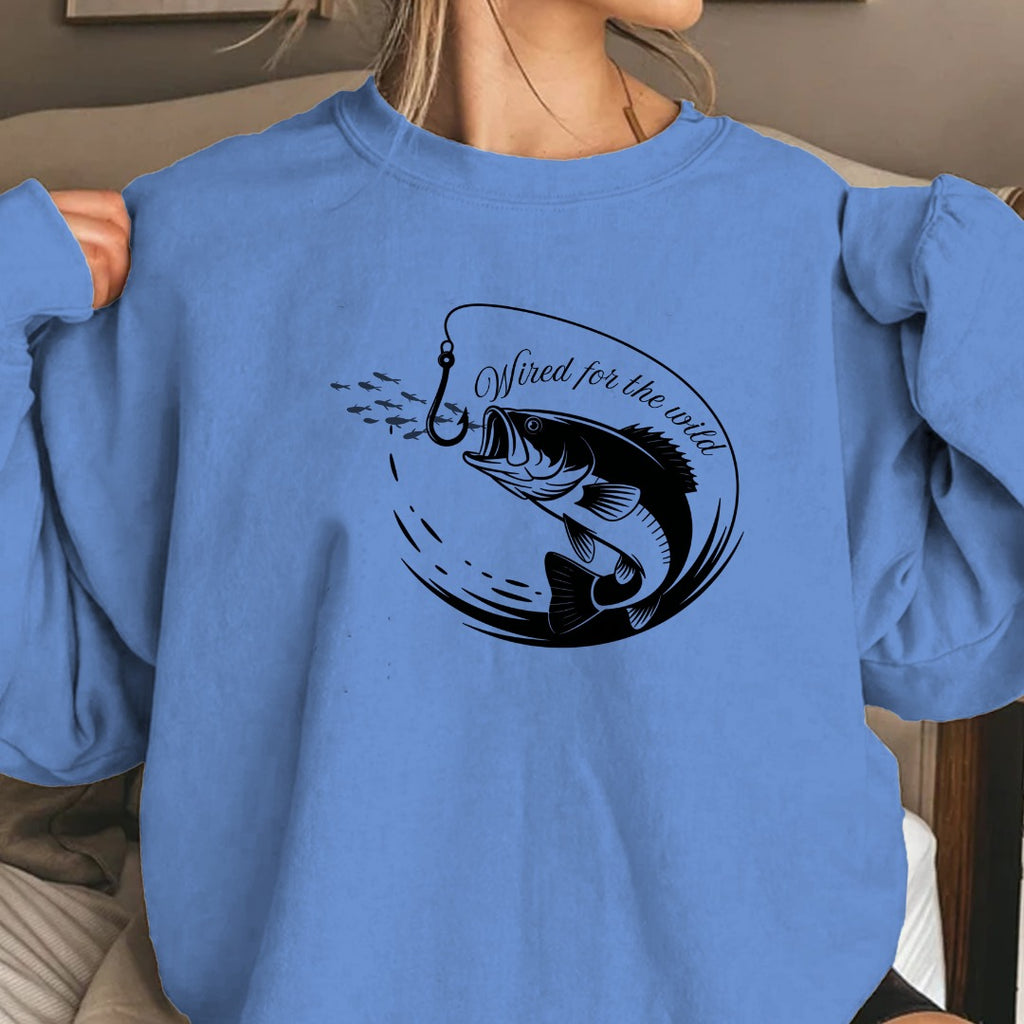Hooked Me I’m Yours Fishing Crewneck Sweatshirt, Bass Graphic Pullover, Fisherman Gift, Retro Angler Apparel, Outdoor Bass Crewneck
