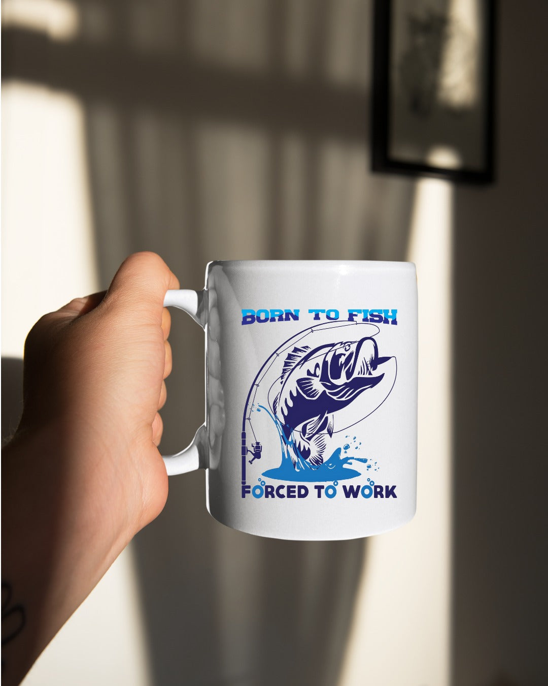 Born to Fish, Forced to Work Fishing Sweatshirt, Graphic Crewneck Pullover, Fisherman Gift, Retro Angler Apparel, Outdoor Fishing Crewneck