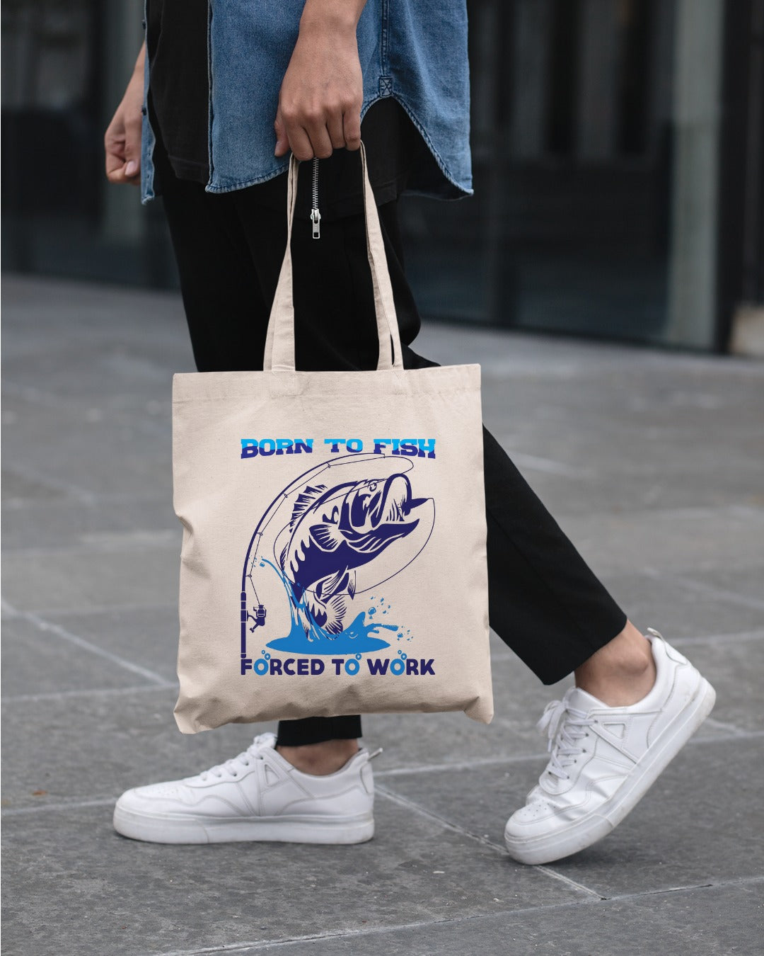 Born to Fish, Forced to Work Fishing Sweatshirt, Graphic Crewneck Pullover, Fisherman Gift, Retro Angler Apparel, Outdoor Fishing Crewneck