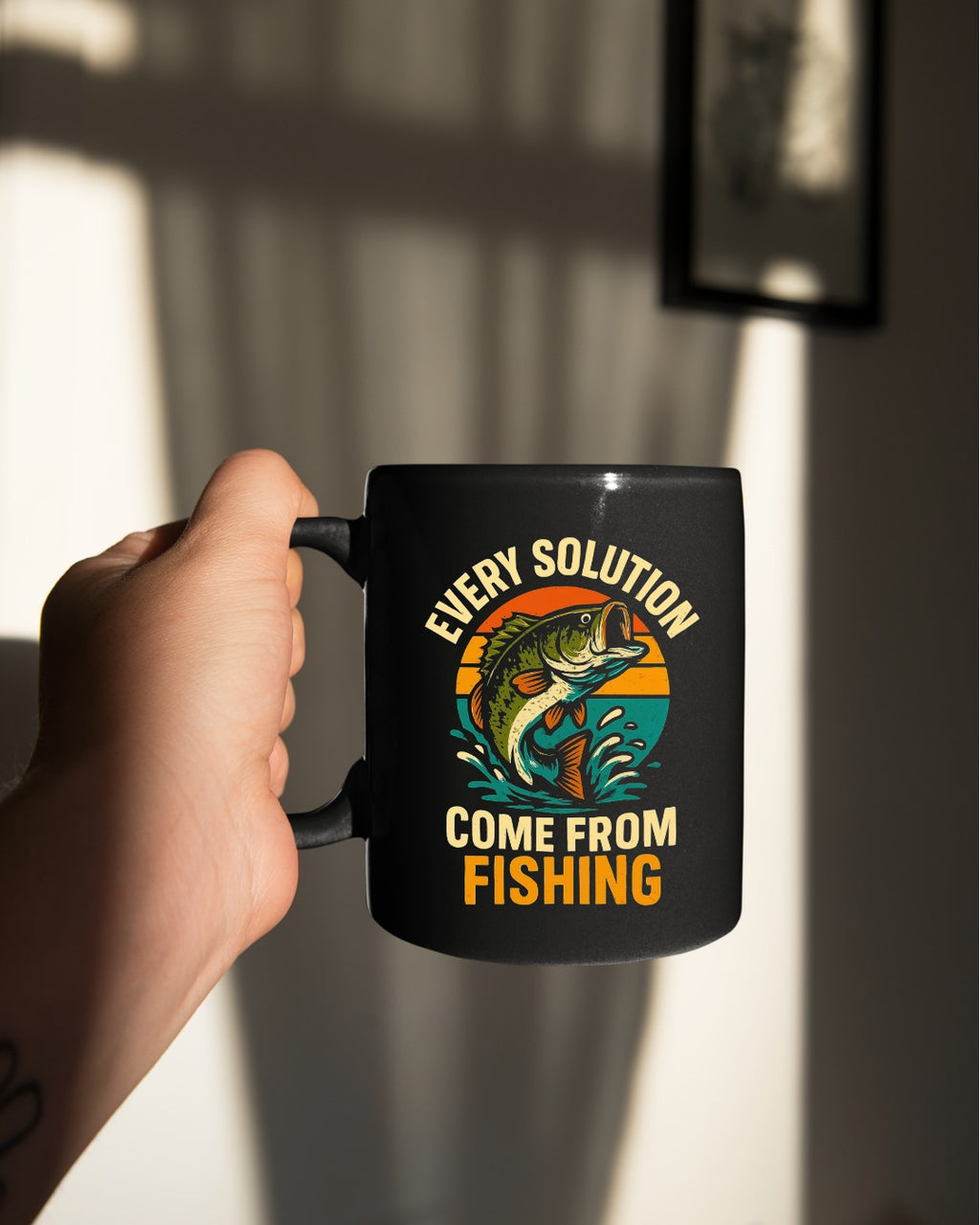 Every Solution Comes From Fishing Crewneck Sweatshirt, Graphic Pullover, Fisherman Gift, Retro Angler Apparel, Outdoor Ocean Fishing Crewneck