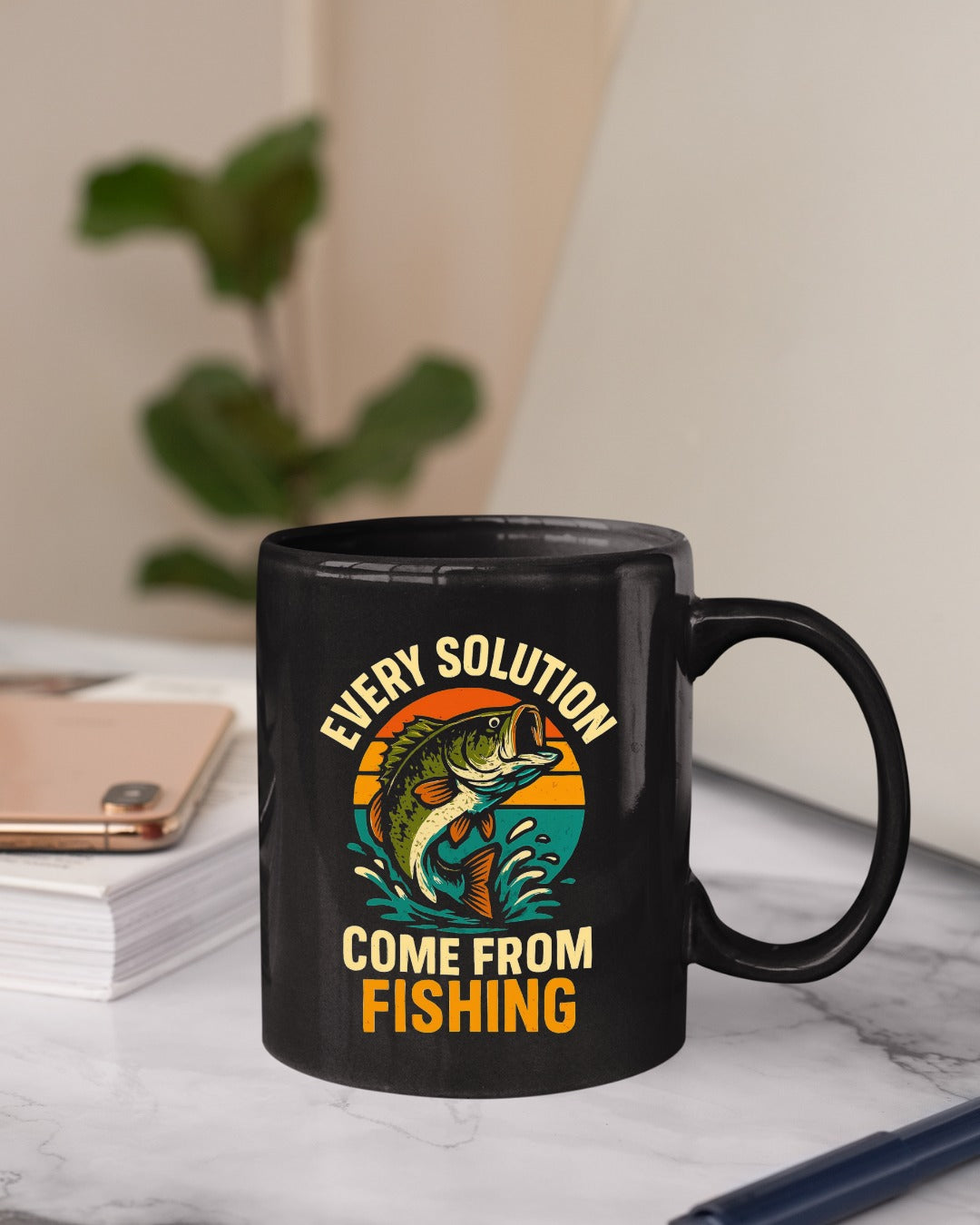 Every Solution Comes From Fishing Crewneck Sweatshirt, Graphic Pullover, Fisherman Gift, Retro Angler Apparel, Outdoor Ocean Fishing Crewneck
