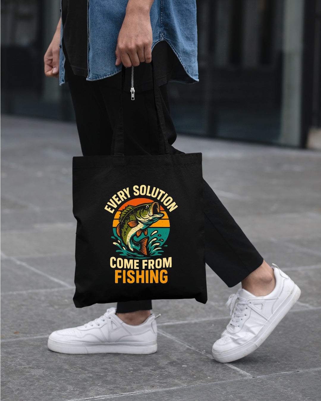 Every Solution Comes From Fishing Crewneck Sweatshirt, Graphic Pullover, Fisherman Gift, Retro Angler Apparel, Outdoor Ocean Fishing Crewneck