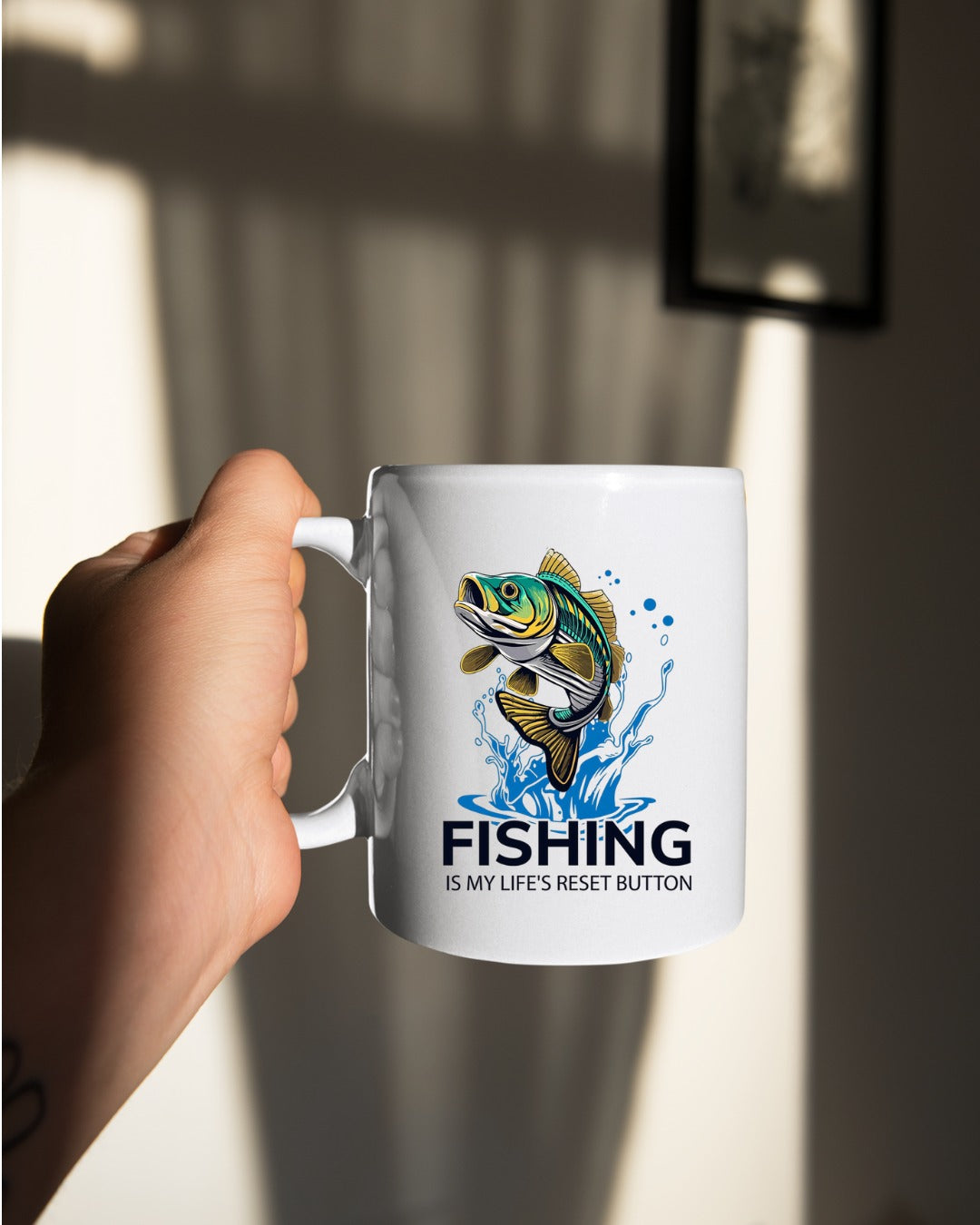 Fishing Is My Life's Reset Button Crewneck Sweatshirt, Graphic Pullover, Fisherman Gift, Retro Angler Apparel, Outdoor Ocean Fishing Crewneck