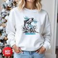 Only the Deep Remembers Crewneck Sweatshirt, Leaping Fish Nautical Hoodie Tee, Fisherman Gift, Retro Ocean Angler Apparel, Deep Sea Crewneck
