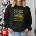 Reel Men Chase Big Dreams Fishing Sweatshirt, Bass Graphic Crewneck, Fisherman Gift, Retro Angler Apparel, Outdoor Bass Fishing Pullover